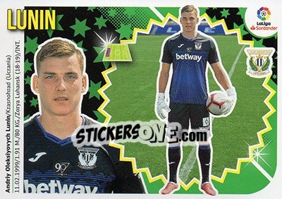 Sticker 53 Lunin (CD Leganés) - Liga Spagnola 2018-2019 n. 763 - Colecciones ESTE
