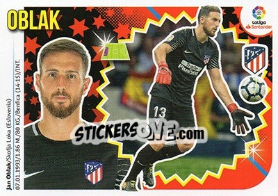 Cromo Jan Oblak (1) - Liga Spagnola 2018-2019 - Colecciones ESTE