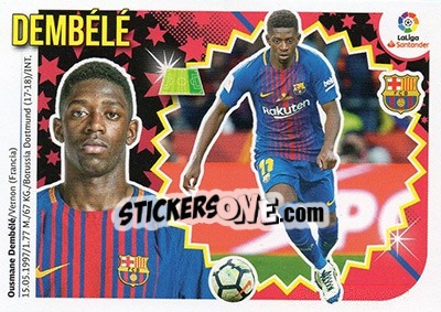 Sticker Ousmane Dembélé (15A) - Liga Spagnola 2018-2019 n. 147 - Colecciones ESTE