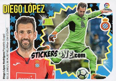 Sticker Diego López (1) - Liga Spagnola 2018-2019 n. 251 - Colecciones ESTE