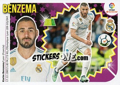 Sticker Benzema (16) - Liga Spagnola 2018-2019 n. 450 - Colecciones ESTE