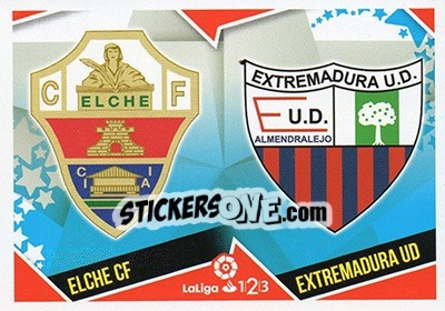 Figurina Escudos LaLiga 1|2|3 - Elche / Extremadura (4) - Liga Spagnola 2018-2019 - Colecciones ESTE