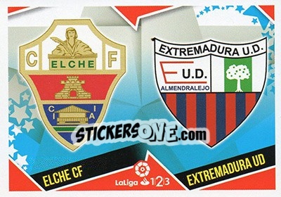 Sticker Escudos LaLiga 1|2|3 - Elche / Extremadura (4) - Liga Spagnola 2018-2019 n. 694 - Colecciones ESTE
