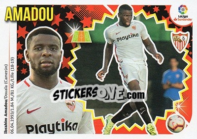 Sticker 2 Amadou (Sevilla FC) - Liga Spagnola 2018-2019 n. 712 - Colecciones ESTE