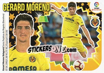 Sticker 3 Gerard Moreno (Villarreal CF) - Liga Spagnola 2018-2019 n. 713 - Colecciones ESTE