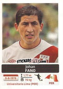 Figurina Johan Fano - Copa América. Argentina 2011 - Panini