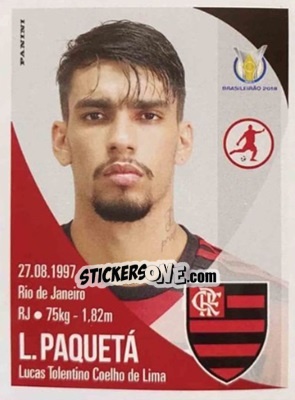 Sticker Lucas Paquetá - Campeonato Brasileiro 2018 n. 168 - Panini
