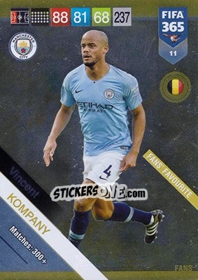 Sticker Vincent Kompany - FIFA 365: 2018-2019. Adrenalyn XL n. 11 - Panini