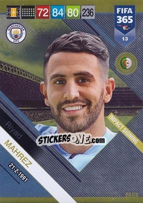 Sticker Riyad Mahrez - FIFA 365: 2018-2019. Adrenalyn XL n. 13 - Panini