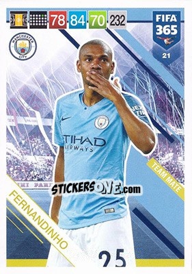 Sticker Fernandinho - FIFA 365: 2018-2019. Adrenalyn XL n. 21 - Panini
