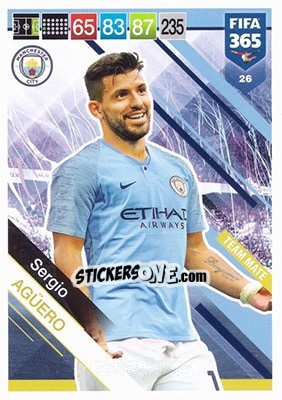 Sticker Sergio Agüero - FIFA 365: 2018-2019. Adrenalyn XL n. 26 - Panini
