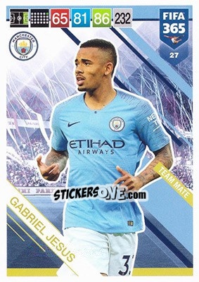Sticker Gabriel Jesus - FIFA 365: 2018-2019. Adrenalyn XL n. 27 - Panini