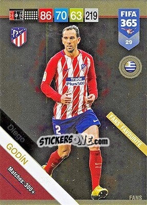 Sticker Diego Godín - FIFA 365: 2018-2019. Adrenalyn XL n. 29 - Panini