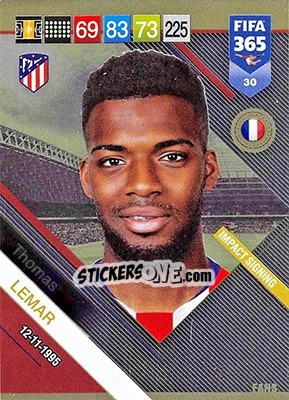 Sticker Thomas Lemar - FIFA 365: 2018-2019. Adrenalyn XL n. 30 - Panini