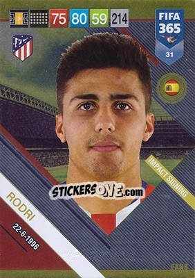 Sticker Rodri - FIFA 365: 2018-2019. Adrenalyn XL n. 31 - Panini