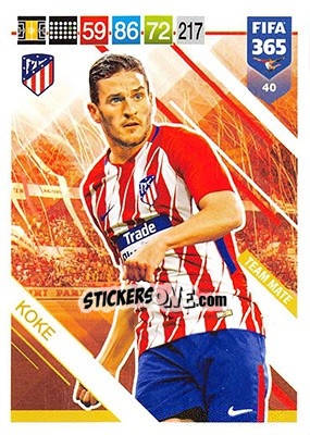 Sticker Koke - FIFA 365: 2018-2019. Adrenalyn XL n. 40 - Panini