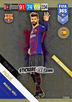 Sticker Gerard Piqué - FIFA 365: 2018-2019. Adrenalyn XL n. 47 - Panini