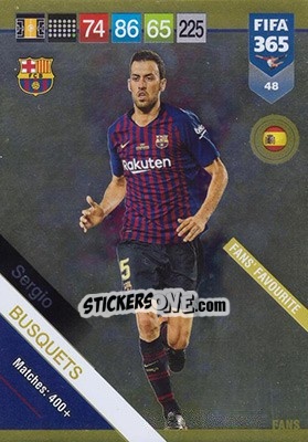 Sticker Sergio Busquets - FIFA 365: 2018-2019. Adrenalyn XL n. 48 - Panini