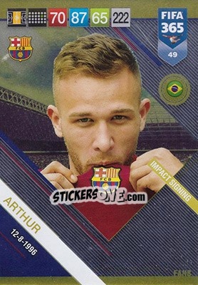 Sticker Arthur - FIFA 365: 2018-2019. Adrenalyn XL n. 49 - Panini