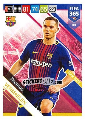 Sticker Thomas Vermaelen - FIFA 365: 2018-2019. Adrenalyn XL n. 55 - Panini