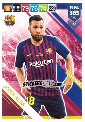 Sticker Jordi Alba - FIFA 365: 2018-2019. Adrenalyn XL n. 56 - Panini