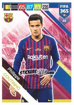 Sticker Philippe Coutinho - FIFA 365: 2018-2019. Adrenalyn XL n. 60 - Panini