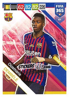 Sticker Ousmane Dembélé - FIFA 365: 2018-2019. Adrenalyn XL n. 61 - Panini