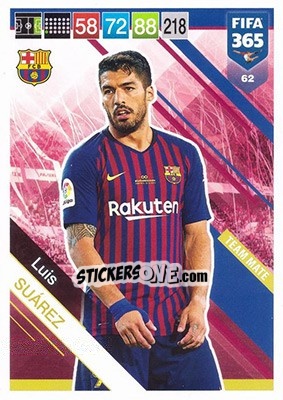 Sticker Luis Suárez - FIFA 365: 2018-2019. Adrenalyn XL n. 62 - Panini