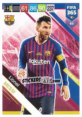 Sticker Lionel Messi - FIFA 365: 2018-2019. Adrenalyn XL n. 63 - Panini