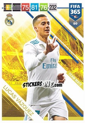 Sticker Lucas Vázquez - FIFA 365: 2018-2019. Adrenalyn XL n. 80 - Panini