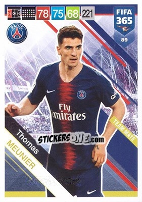 Sticker Thomas Meunier - FIFA 365: 2018-2019. Adrenalyn XL n. 89 - Panini