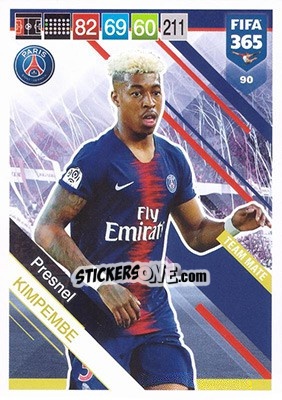 Sticker Presnel Kimpembe - FIFA 365: 2018-2019. Adrenalyn XL n. 90 - Panini