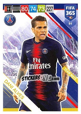 Sticker Dani Alves - FIFA 365: 2018-2019. Adrenalyn XL n. 91 - Panini
