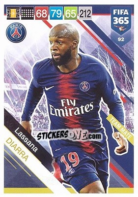 Sticker Lassana Diarra - FIFA 365: 2018-2019. Adrenalyn XL n. 92 - Panini