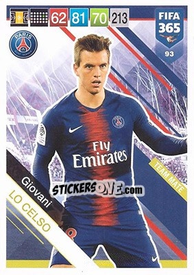 Sticker Giovani Lo Celso - FIFA 365: 2018-2019. Adrenalyn XL n. 93 - Panini
