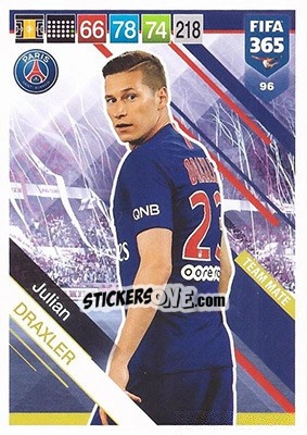 Sticker Julian Draxler - FIFA 365: 2018-2019. Adrenalyn XL n. 96 - Panini