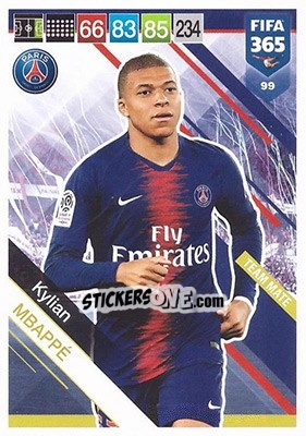 Sticker Kylian Mbappé - FIFA 365: 2018-2019. Adrenalyn XL n. 99 - Panini