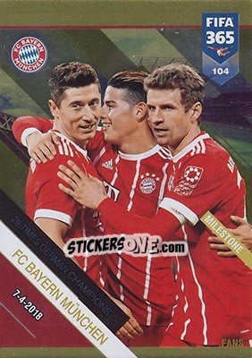 Sticker FC Bayern München - 28 Times German Champion - FIFA 365: 2018-2019. Adrenalyn XL n. 104 - Panini