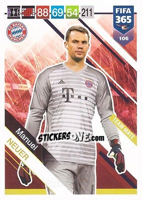 Sticker Manuel Neuer - FIFA 365: 2018-2019. Adrenalyn XL n. 106 - Panini