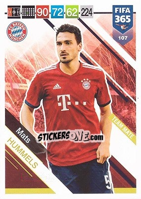 Sticker Mats Hummels - FIFA 365: 2018-2019. Adrenalyn XL n. 107 - Panini