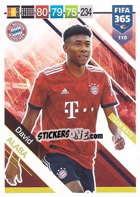 Sticker David Alaba - FIFA 365: 2018-2019. Adrenalyn XL n. 110 - Panini