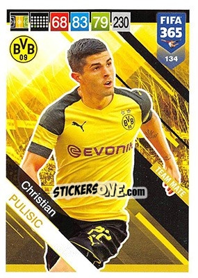 Sticker Christian Pulisic - FIFA 365: 2018-2019. Adrenalyn XL n. 134 - Panini