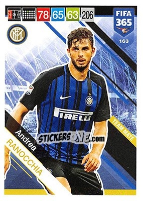 Sticker Andrea Ranocchia - FIFA 365: 2018-2019. Adrenalyn XL n. 163 - Panini