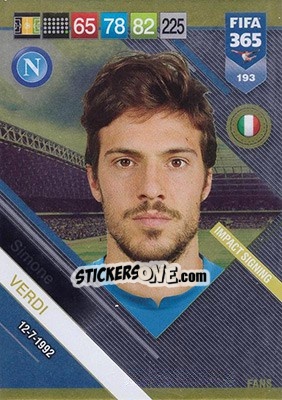 Sticker Simone Verdi - FIFA 365: 2018-2019. Adrenalyn XL n. 193 - Panini