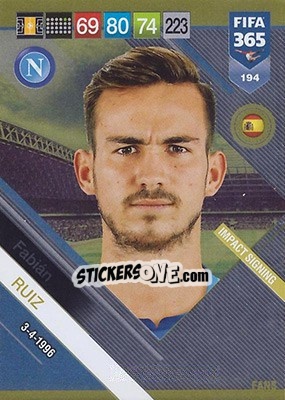 Sticker Fabián Ruiz - FIFA 365: 2018-2019. Adrenalyn XL n. 194 - Panini