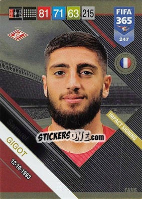 Sticker Samuel Gigot - FIFA 365: 2018-2019. Adrenalyn XL n. 247 - Panini