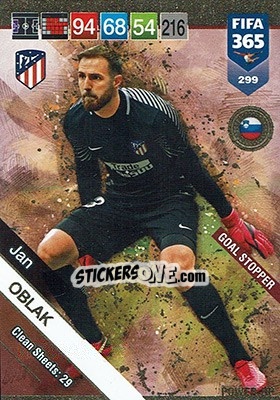 Sticker Jan Oblak - FIFA 365: 2018-2019. Adrenalyn XL n. 299 - Panini