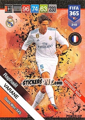 Sticker Raphaël Varane - FIFA 365: 2018-2019. Adrenalyn XL n. 310 - Panini