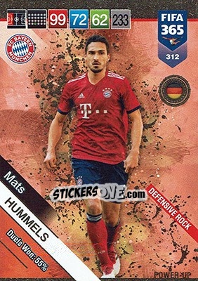 Sticker Mats Hummels - FIFA 365: 2018-2019. Adrenalyn XL - Panini