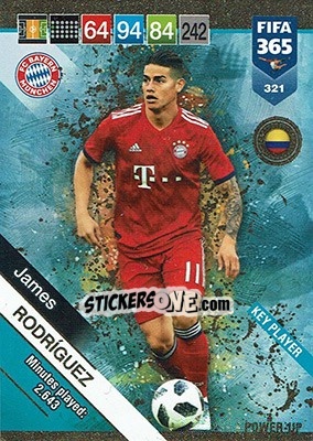 Sticker James Rodríguez - FIFA 365: 2018-2019. Adrenalyn XL n. 321 - Panini